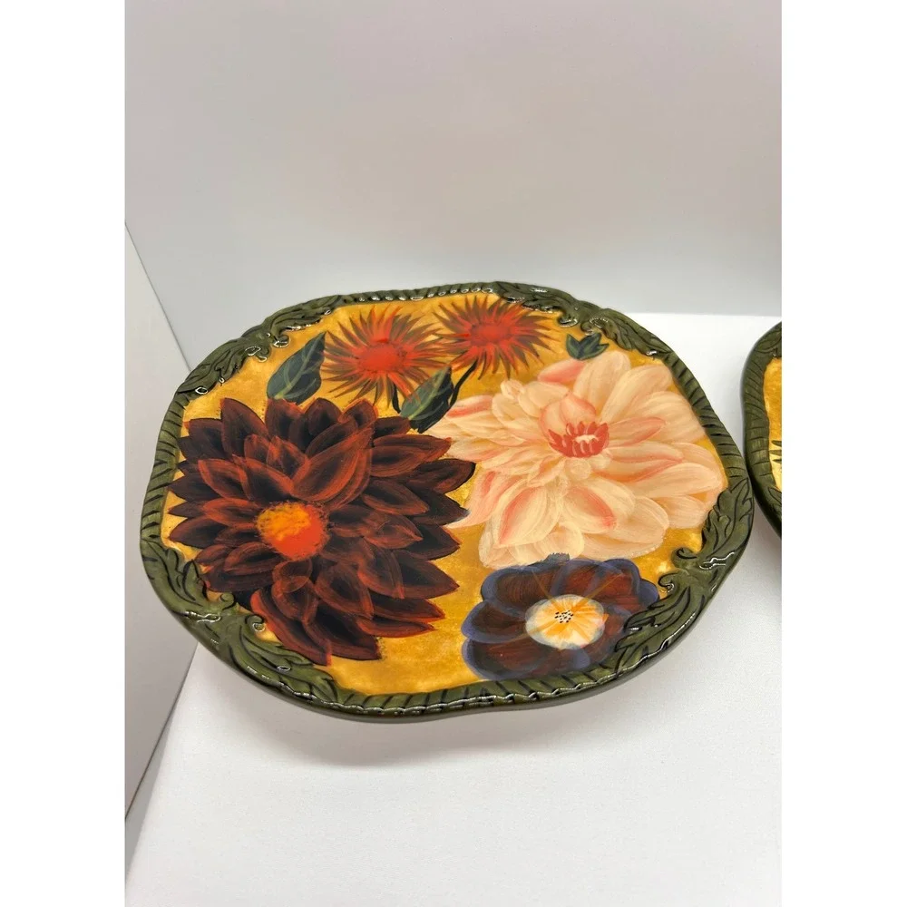Raymond Waites Renaissance Salad Plates Set Fruit Floral Certified International